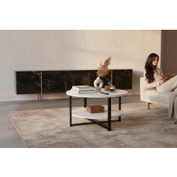 STOLIK KAWOWY Metalowy Blat Biały Płyta MDF  STK-919